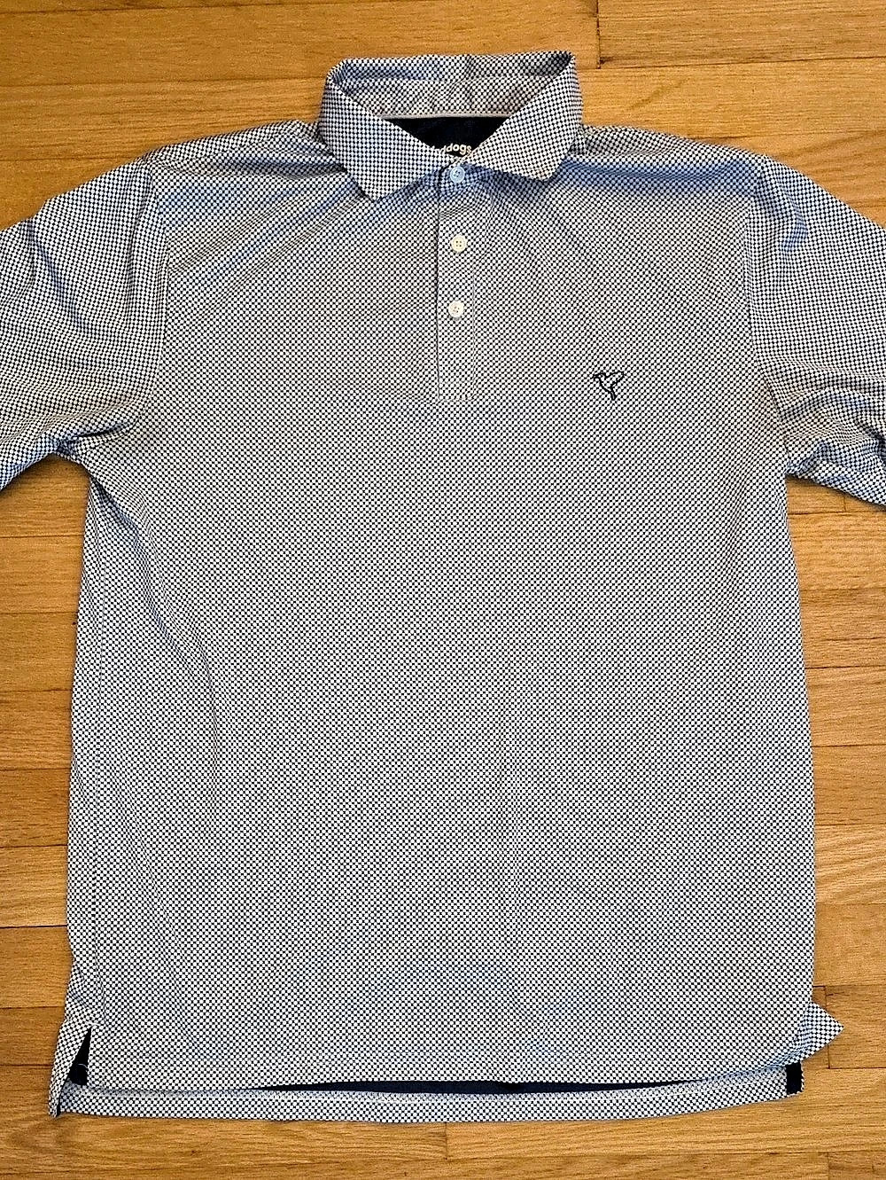 Birddogs Men's Large Performance Geometric Micro Print Golf Polo Blue White